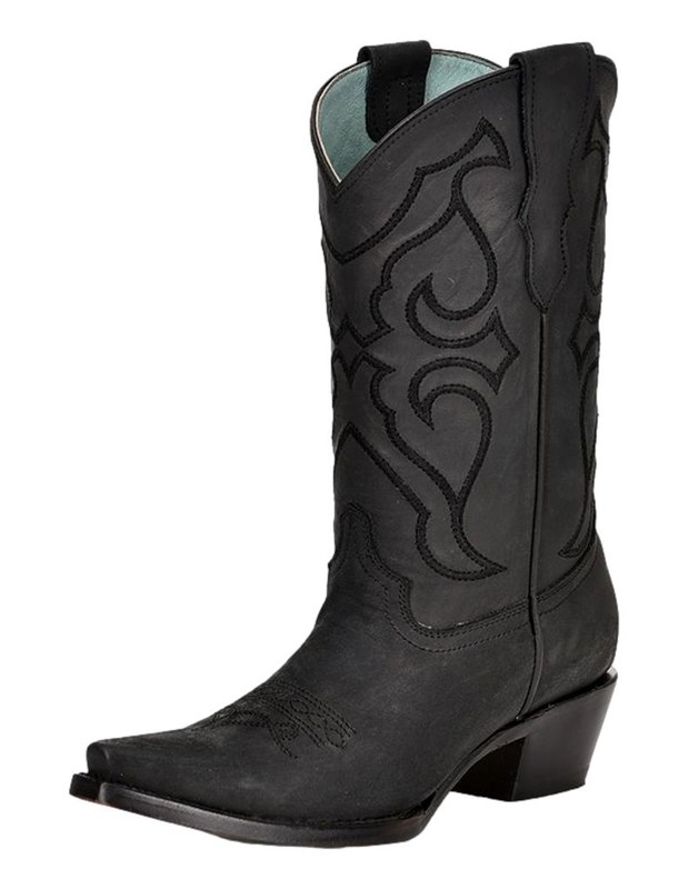 Corral Western Boots Girls Embroidery Leather 2.5 Child Black T0141 CLEARANCE