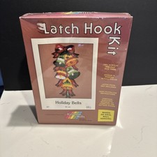 Vtg New Unopened RAINBOW MILLS LATCH HOOK RUG KIT XMAS HOLIDAY BELLS 32" LONG