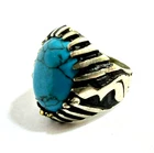 925 Silver Ring,Natural Turquoise Gemstone,Luxury Handcrafted Design,13g, size 9