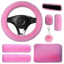 8 Pieces Fluffy Steering Wheel Cover Set Cute Fur Car Accessories Winter-war... 8 Pieces Fluffy Steering Wheel Cover Set Cute Fur Car Accessories Winter-war...