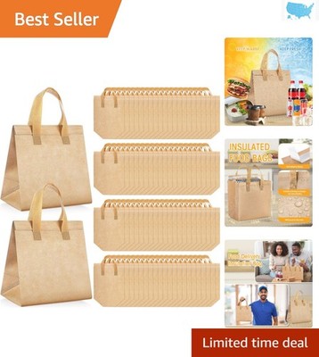 Waterproof Insulated Take Away Bags - 50 Pcs Buff Color for Catering & Picnics