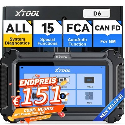 2026 XTOOL D6 OBD2-Diagnosegerät für alle Systeme, FCA AutoAuth & CAN FD