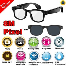 6K Smart AI Glasses 8MP Camera Recording Videos Photo Recognition Translation