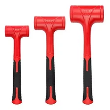 YIYITOOLS Dead Blow Hammer Set, 3 Piece/16Oz(1Lb),27Oz(1.5Lb),45Oz(3Lb),Red and