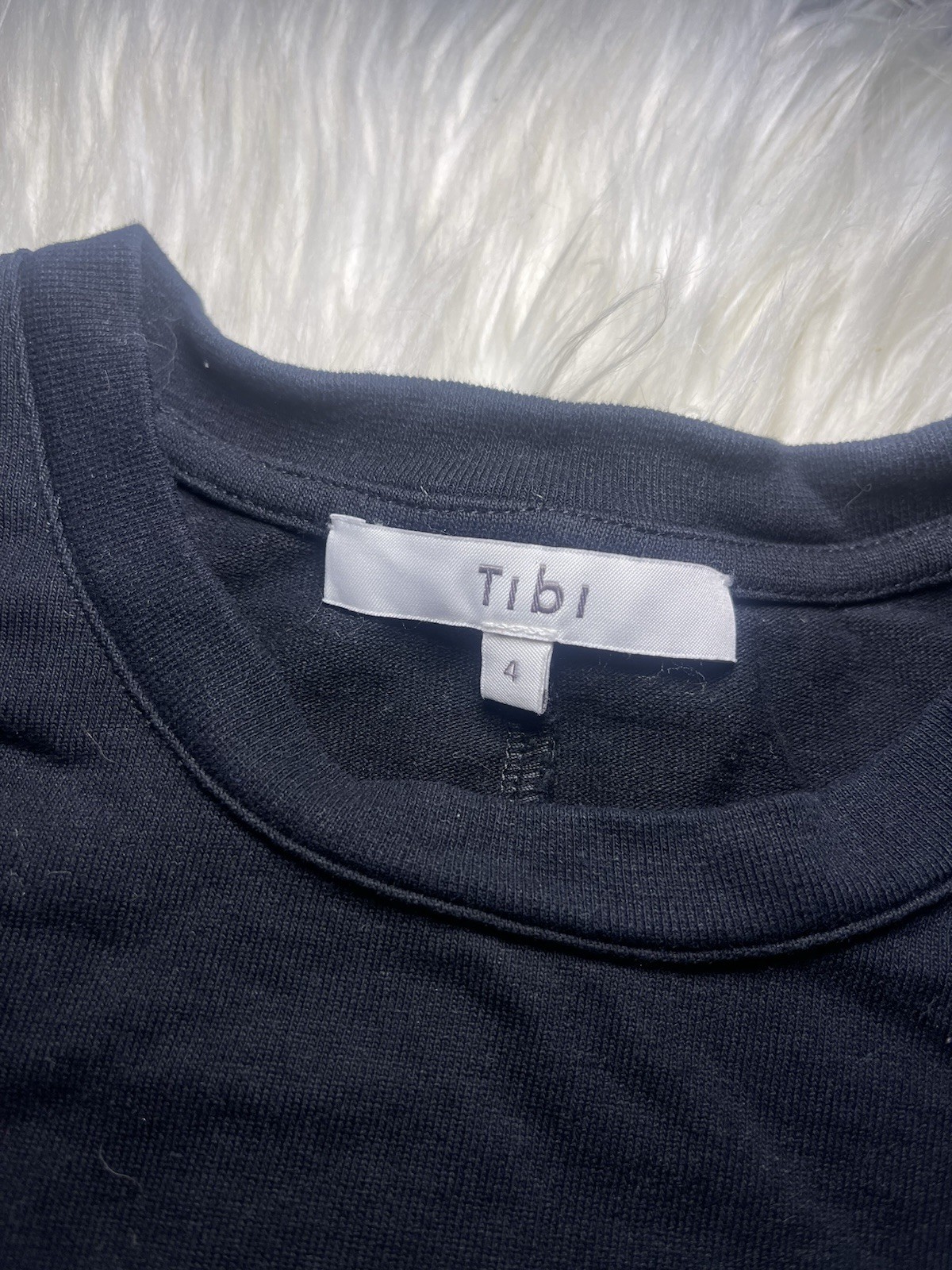 Tibi  Black Crew Neck Long Sleeve Blouse Size 4