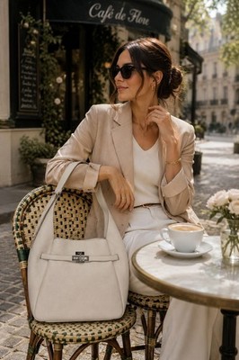 NEW DKNY ONYA Beige PEBBLE Leather Hobo Satchel Bag NWT