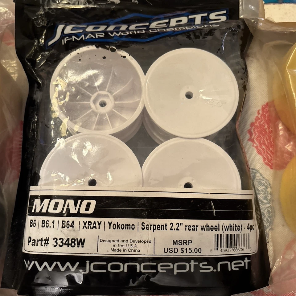 4x NEW Jconcepts 3348W RC10 B6 &6.1 2wd Rear Buggy Rims & Tires 3018-02 LOSI - Image 3 of 4