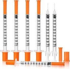 U-100 1 ml/cc 30 Gauge 1/2 Inch Syringe, Individually Packed, 100PCS 