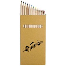 12 x 'Pentagram With Music' Long Colour Pencils PE00088433