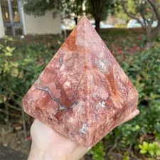3.6LB 4.7"Natural Geode Petal Agate Pyramid Statue Crystal Heal Quartz Decor