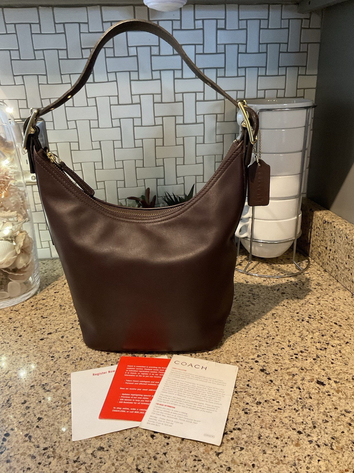 Coach Vintage Legacy West Hobo Glovetanned Leather Mahogany Brown