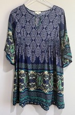 UMGEE Boho Paisley Print Tunic Top Mini Dress Size Small