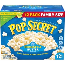 Pop Secret Microwave Popcorn, Homestyle Butter Flavor, 3.2 oz Sharing Bags,12 Ct