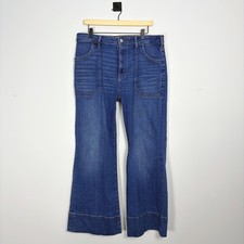 PILCRO Anthropologie Women's High Rise Wide Leg Jeans Blue Denim Size 32