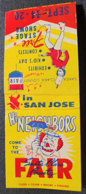 1964 Rare Santa Clara County Fair Unstruck Matchbook Match Cover