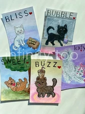 ACEO Mystery Cat Cards Nature ORIGINAL Animal Acrylic painting InfinityToo Art