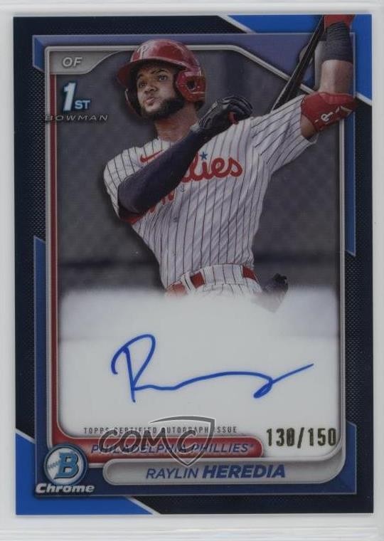 2024 Bowman Chrome Prospect Blue Refractor /150 Raylin Heredia #CPA-RH Auto 7p1