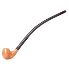 MUXIANG Briar Churchwarden Pipe 9MM Bent Long Stem Wooden Gandalf Tobacco Pipe