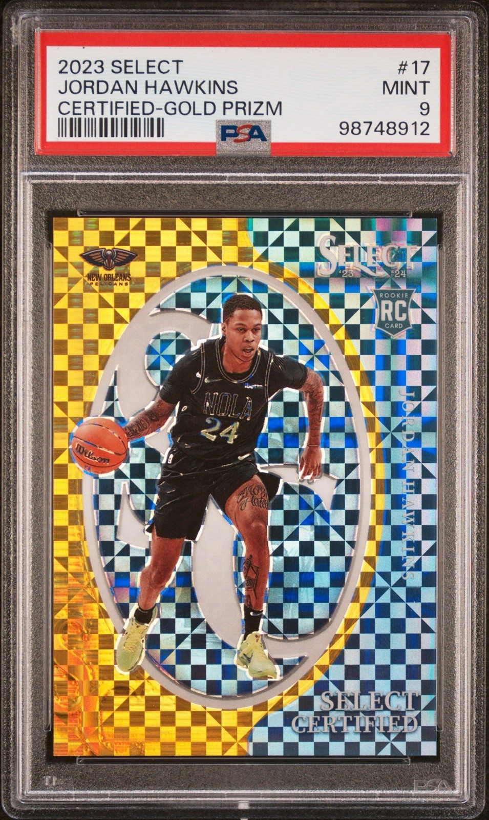 2023-24 Select JORDAN HAWKINS Rookie Certified Gold Prizm #/10 ✨️ PSA 9 🔥
