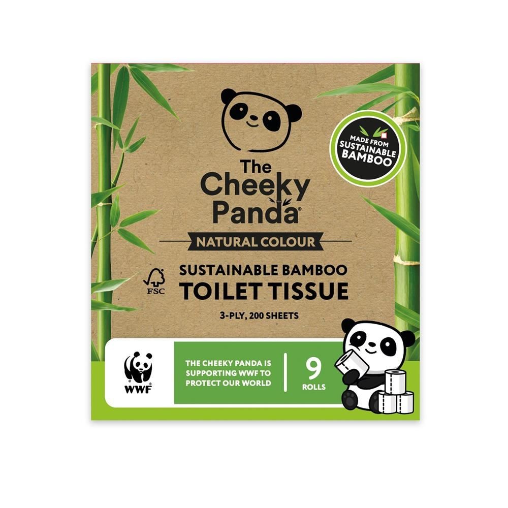 Cheeky Panda Cheeky Panda Natural Colour Bamboo Toilet Tissue 9 Rolls - 2 Pack - Image 2