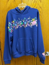 Nickelodeon SpongeBob SquarePants Hoodie Adult Medium Blue Jellyfish Flowers NWT