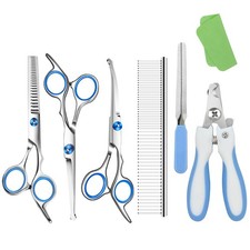 Dog Grooming scissors Kit,Includes Curved Thinning straight scissors,Comb,Gro...