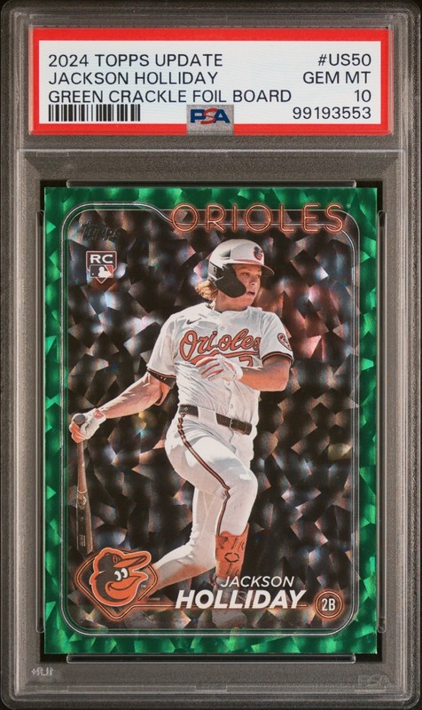 2024 Jackson Holliday Green Crackle Foilboard /499 RC PSA 10 Baltimore Orioles