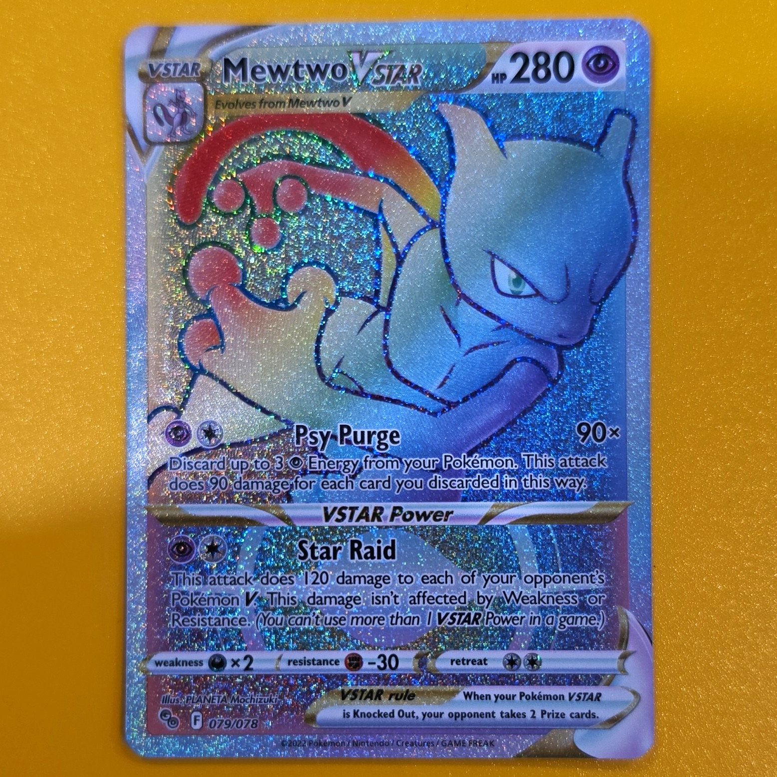Pokémon TCG Mewtwo VSTAR 079/078 Pokémon GO Holo 280 HP Secret Rare 2022