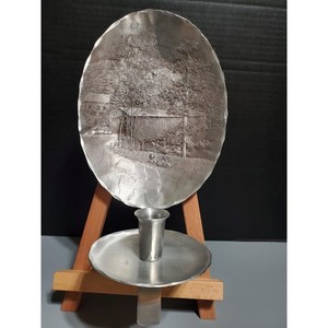 Vtg. Wendell August Forge Pewter Candle Holder Stand Handmade PA Covered Bridge