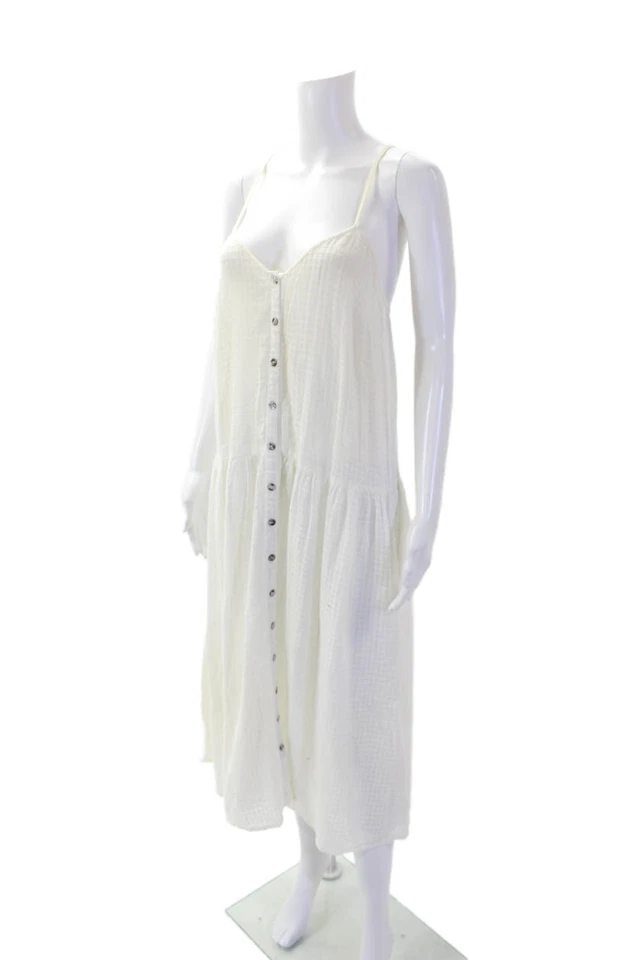 Vestido de natación Mara Hoffman para mujer de algodón transparente con correa de espagueti blanco talla S Foto 2 de 4