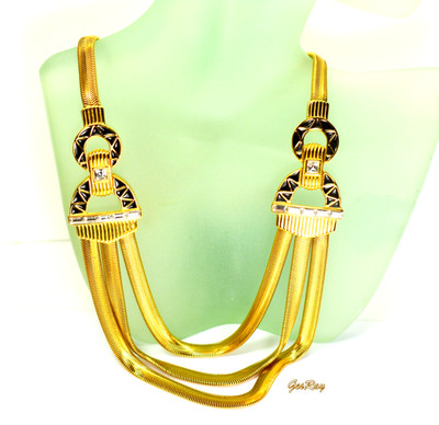 Vintage Givenchy Gold Chain Necklace Crystal, Statment Givenchy Jewelry Just