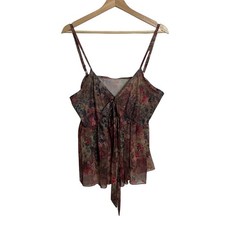 Floral Mesh Babydoll Camisole Sheer Top Festival Fairycore Whimsical