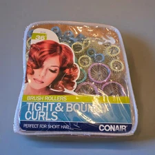 Conair Brush Rollers Tight & Bouncy Curls Brush Hair Rollers, Short, With Pins