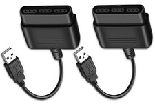 PS2 Controller to USB Adapter 2 Pack PS1 to PS3 PC No Driver