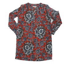 Ann Taylor Loft Women Small Red Blue Paisley Floral Half Button Shift Dress