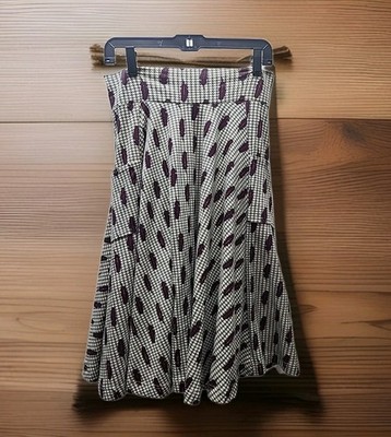 Effie s Heart Large Skirt Feather Print  Pockets Swing Retro NWT 26x26 Stretch 