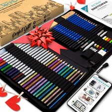 Professional 55 Pcs Drawing Art Set Sketching Pencils Kit Watercolor