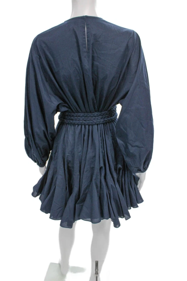Rhode Damen Fit & Flare Blau Baumwolle Langarm Minikleid Größe XS - Bild 3 von 4