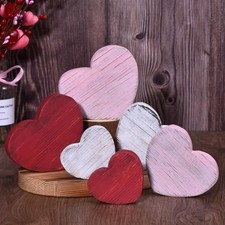 6PCS Valentine's Day Wooden Heart Block Set, Rustic Valentines Day 6pcs