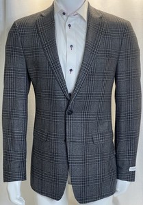 Calvin Klein Men’s Size 42L Wool Blend Black/Gray Plaid Blazer Sport Coat NEW