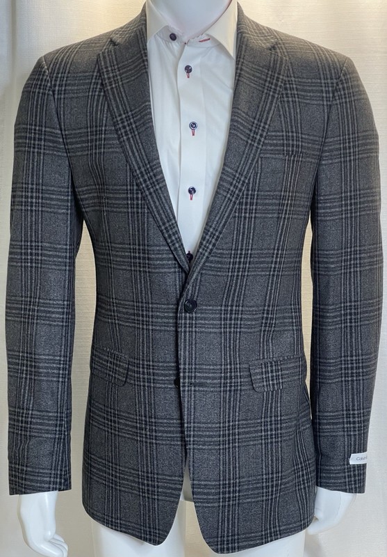 Calvin Klein Men’s Size 42L Wool Blend Black/Gray Plaid Blazer Sport Coat NEW