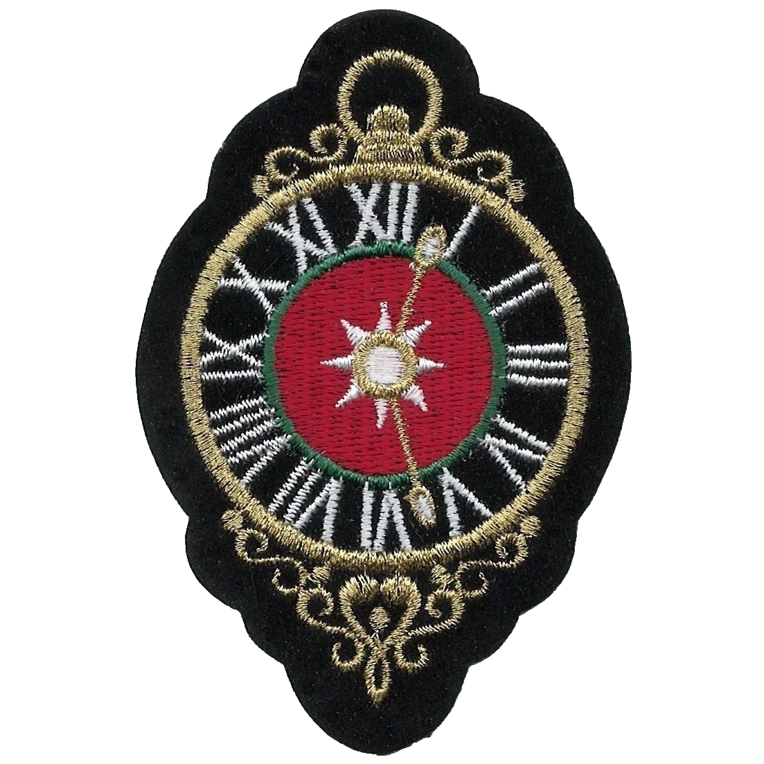 Vintage Clock Patch 12:27 Timepiece Embroidered Iron On Gothic ...