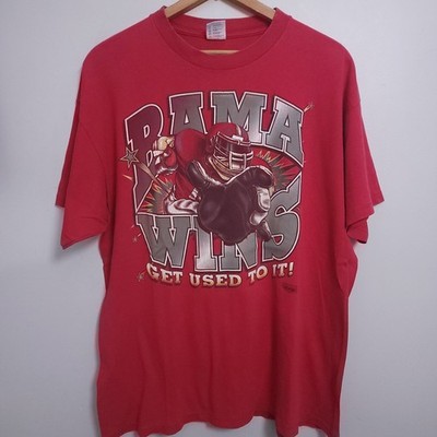Vintage SEC Alabama Crimson Tide BAMA WINS GET USED TO IT Single Stitch XL