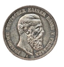 Preu&szlig;en 2 Mark 1888 A Kaiserreich Friedrich III Silber m&uuml;nze J#98