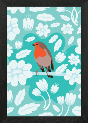 Rotkehlchen gerahmtes Wandbild Poster Leinwanddruck Bild