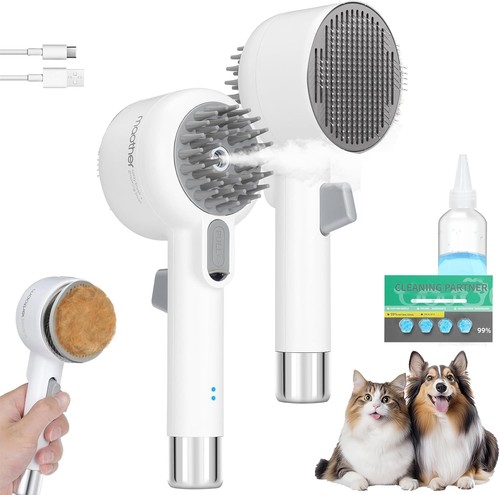 4-in-1 Cat Steam Brush , Electric Pet Comb with Spray, Massage & Hair Removal
