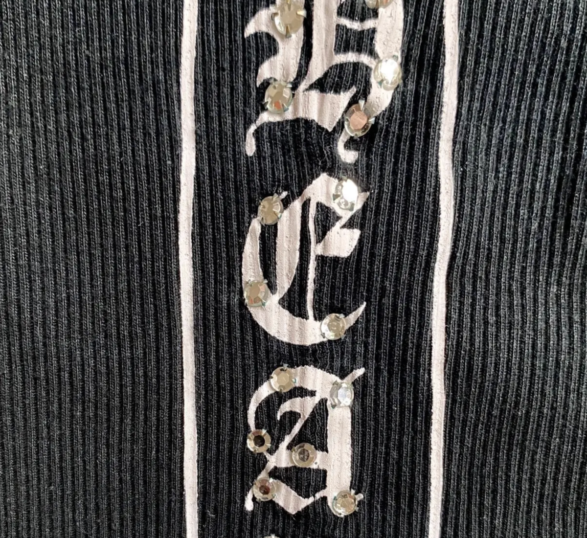 Chrome Hearts Vintage 90s Rib Tank Top Black Swarovski Crystal