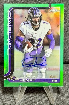 2025 Topps Chrome Football Derrick Henry True Green Refractor Auto /99 Ravens
