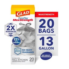 Tall Kitchen Drawstring Trash Bags 13 Gallon Odor Control 20 Count