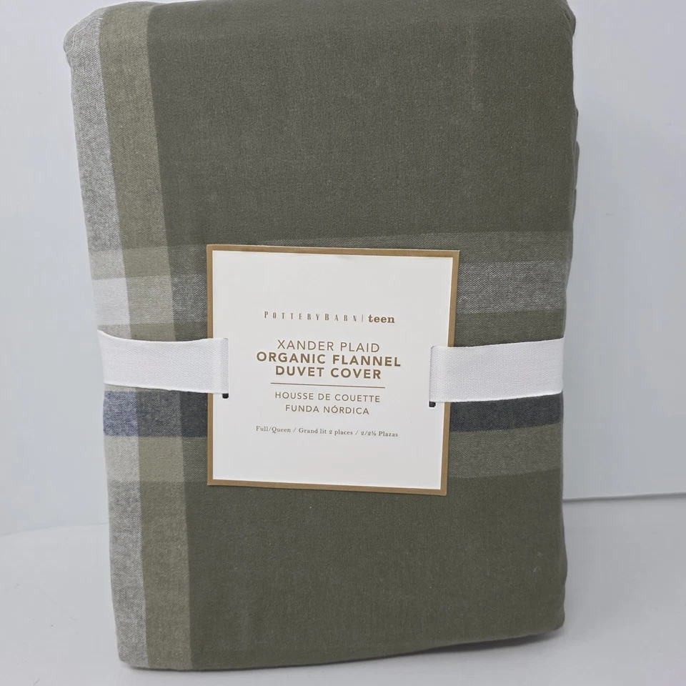 Funda nórdica Pottery Barn Xander de franela a cuadros verde nueva nueva nueva Foto 3 de 3